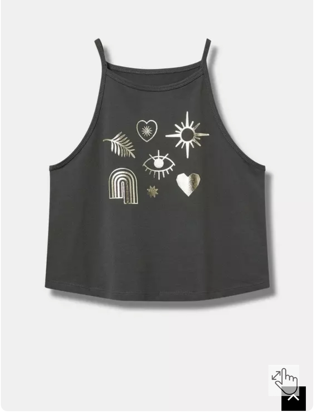 torrid Dark Grey Metallic Icon High Neck Crop Tank